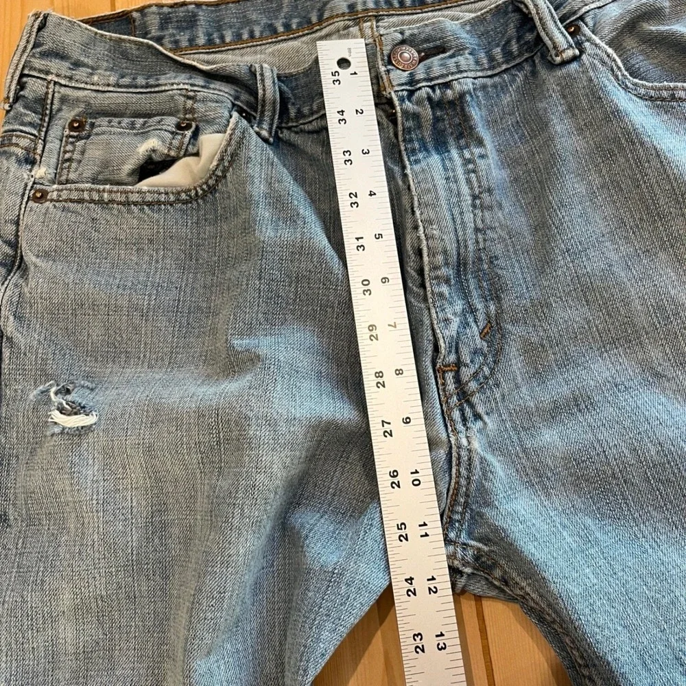 Levi's Men 569 Loose Straight Blue Light Wash Denim Jeans 38x34 Distressed 38x30